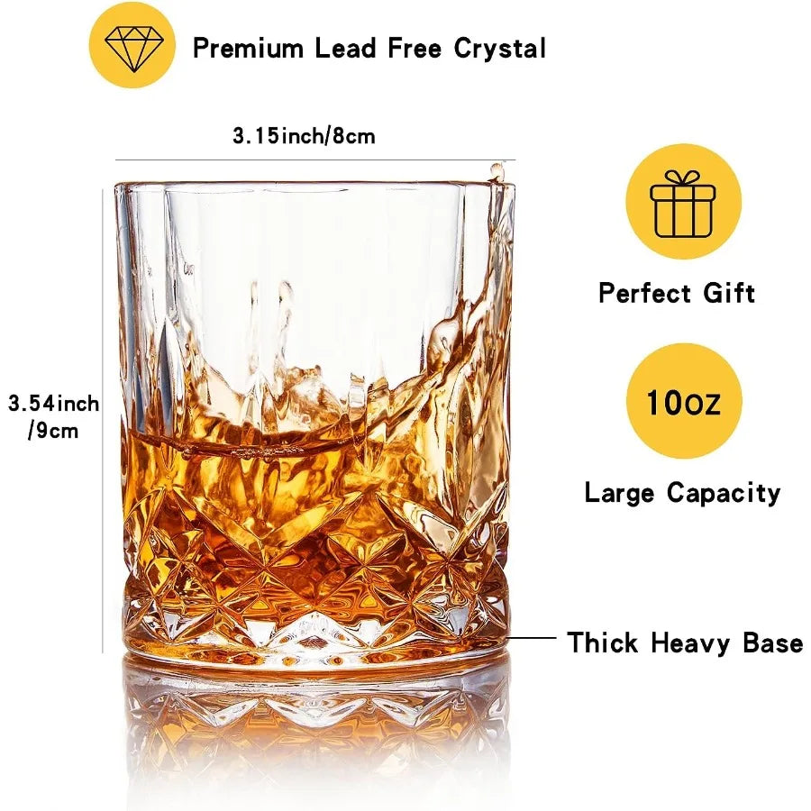 Whiskey Glasses Set of 4 Lead Free Crystal Rock Glasses