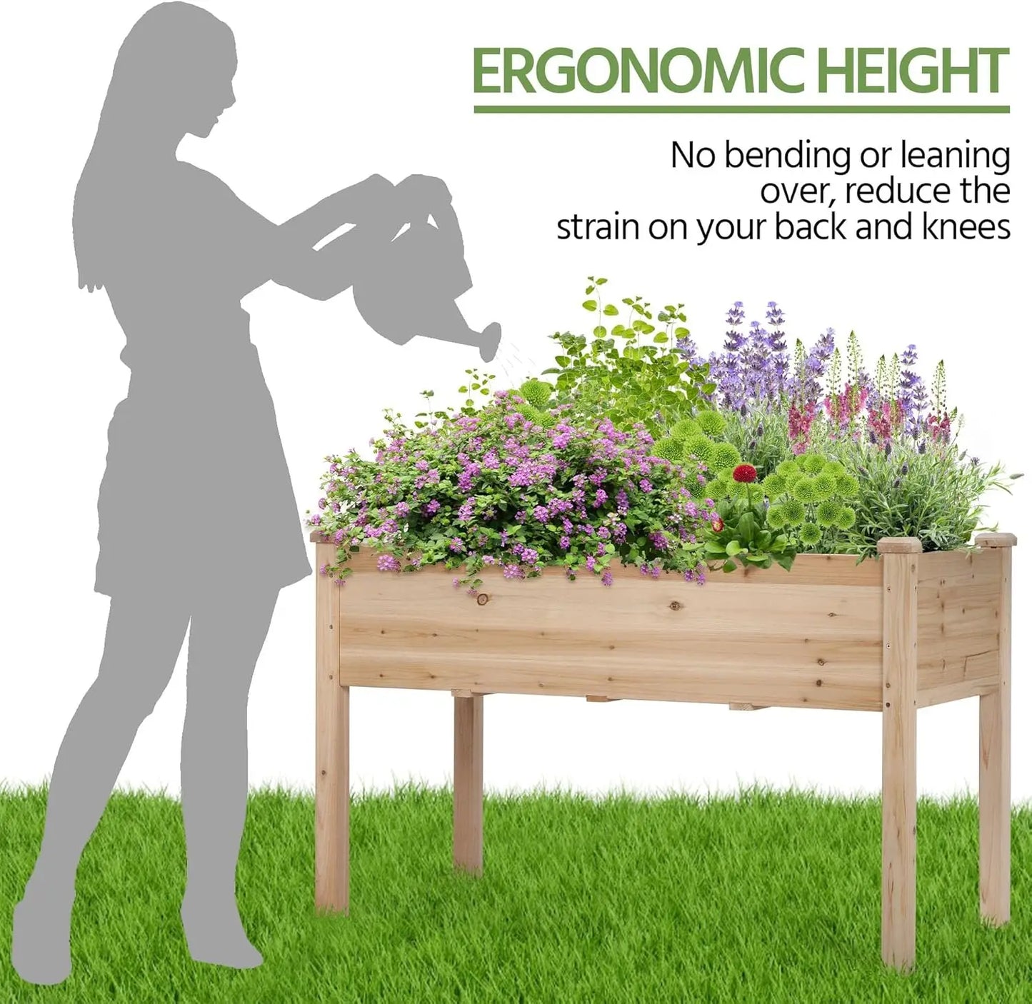 Elevated Wooden Planter Box With Legs For Outdoor Gardening