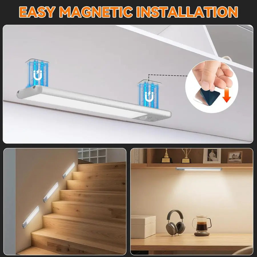 Wireless Cabinet Lighting Motion Sensor Rechargeable 3 Color Closet Light