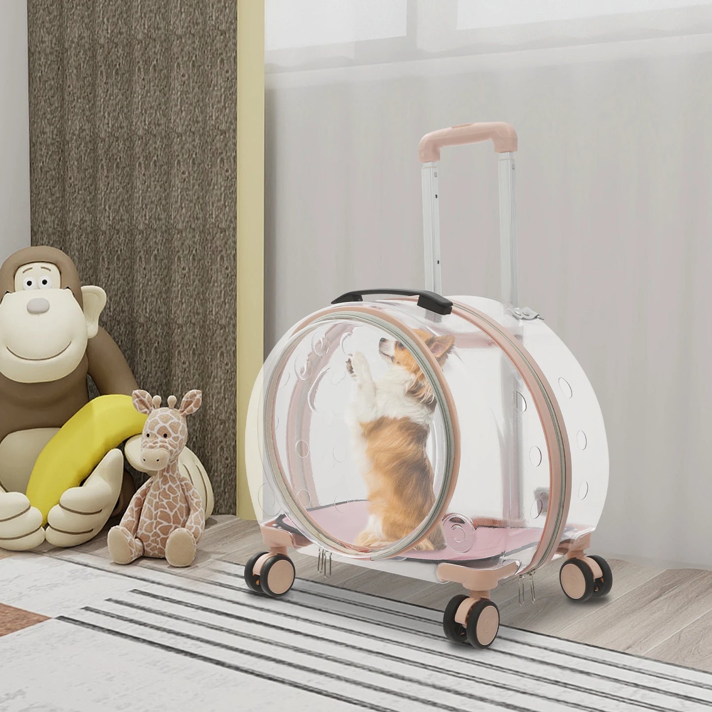 Breathable Cat Carrier With Rolling Wheels
