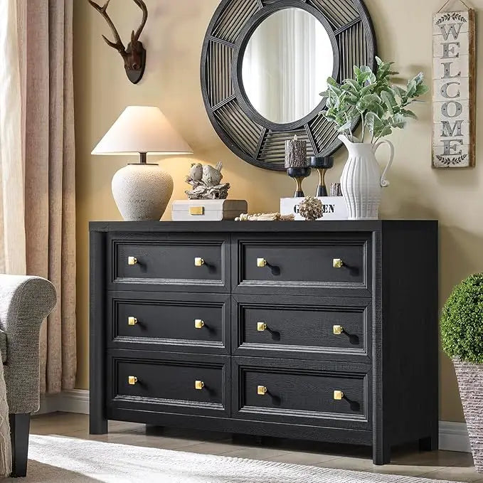 Farmhouse 6 Drawer Dresser For Bedroom In Solid Wood