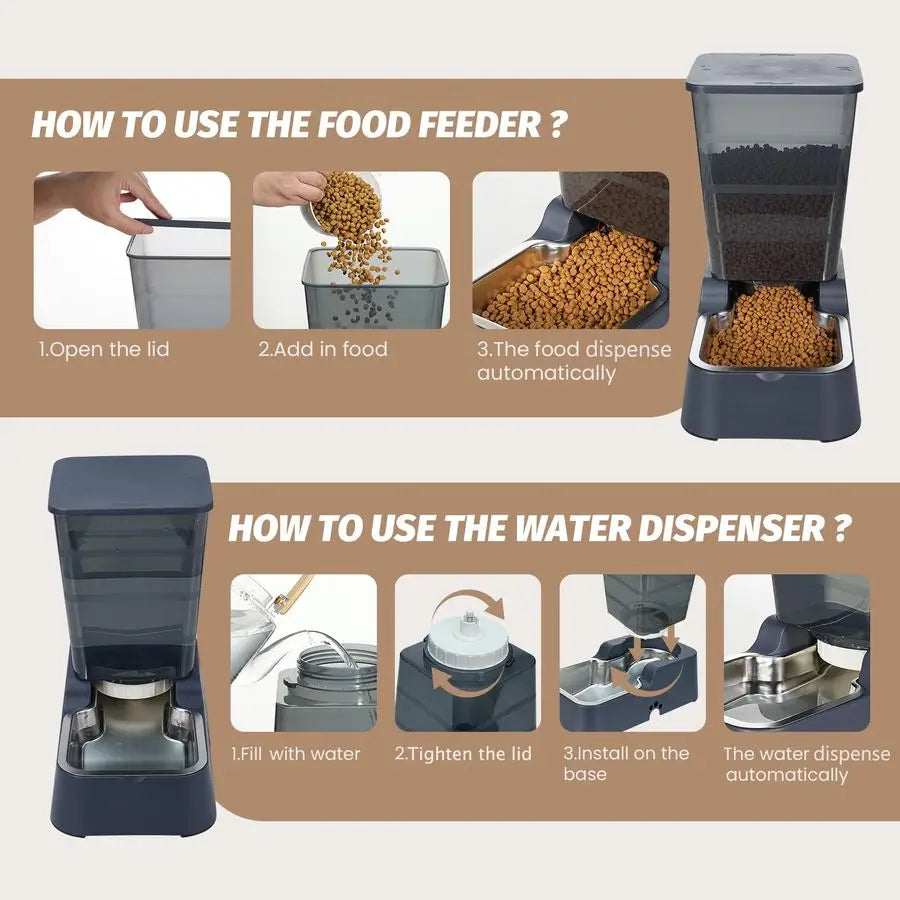 Stainless Steel Automatic Pet Waterer Gravity Feeder