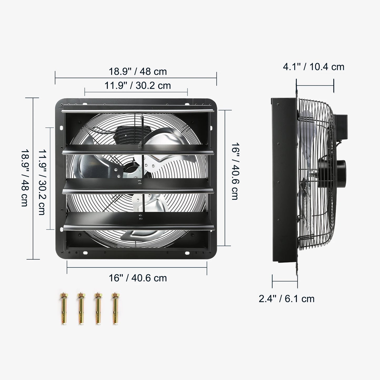 VEVOR Shutter Exhaust Fan Adjustable 10 Speed EC Motor