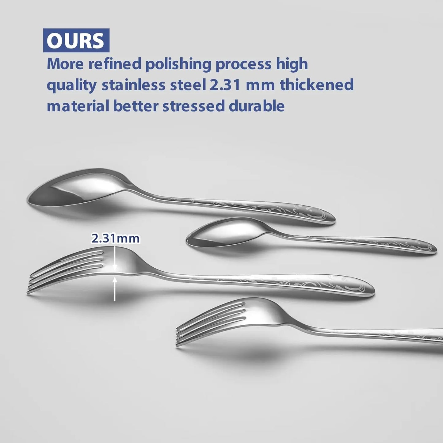 Stainless Steel Flatware Set With Patterned Handles