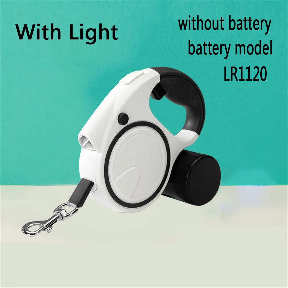 NONECN Led Lights Retractable Dog Leash With Garbage Bag Holder
