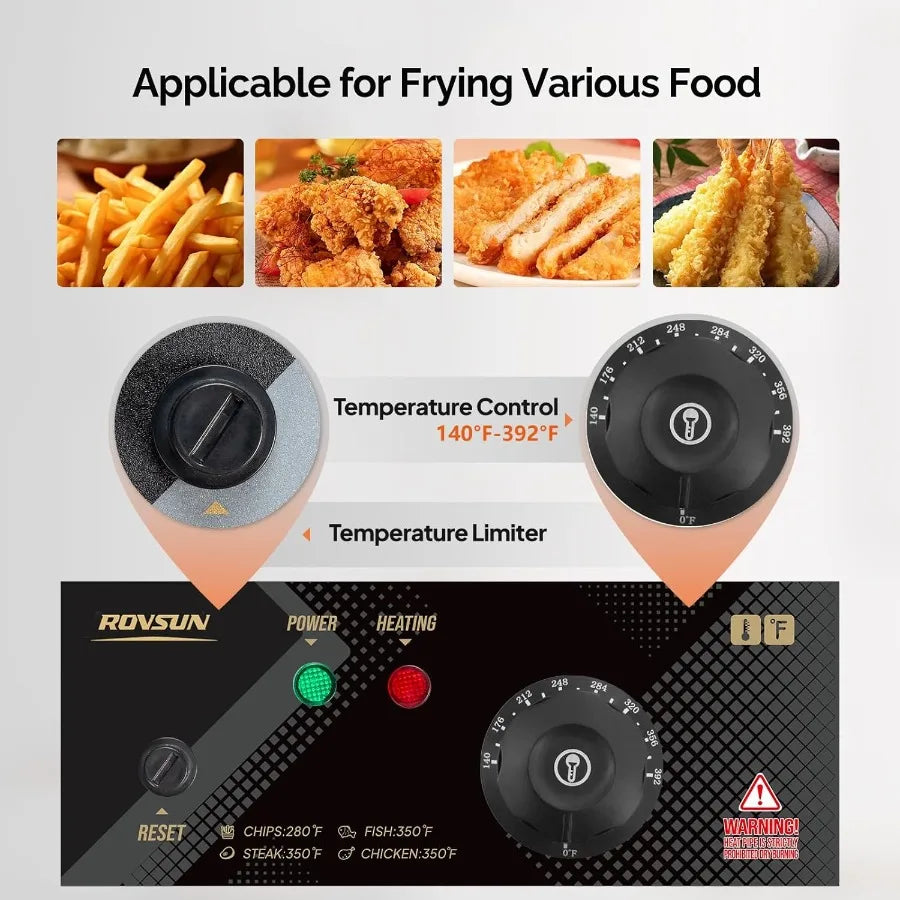 XMSJ 3400W Commercial Deep Fryer With Basket And Lid