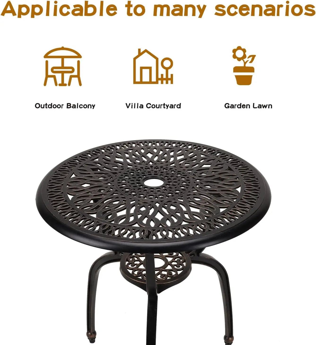 3 Piece Patio Bistro Set Cast Aluminum Table Outdoor Garden