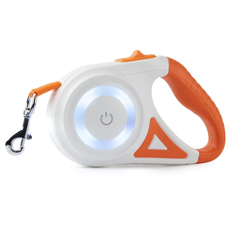 Automatic Retractable Dog Leash With LED Flashlight Nylon Lead