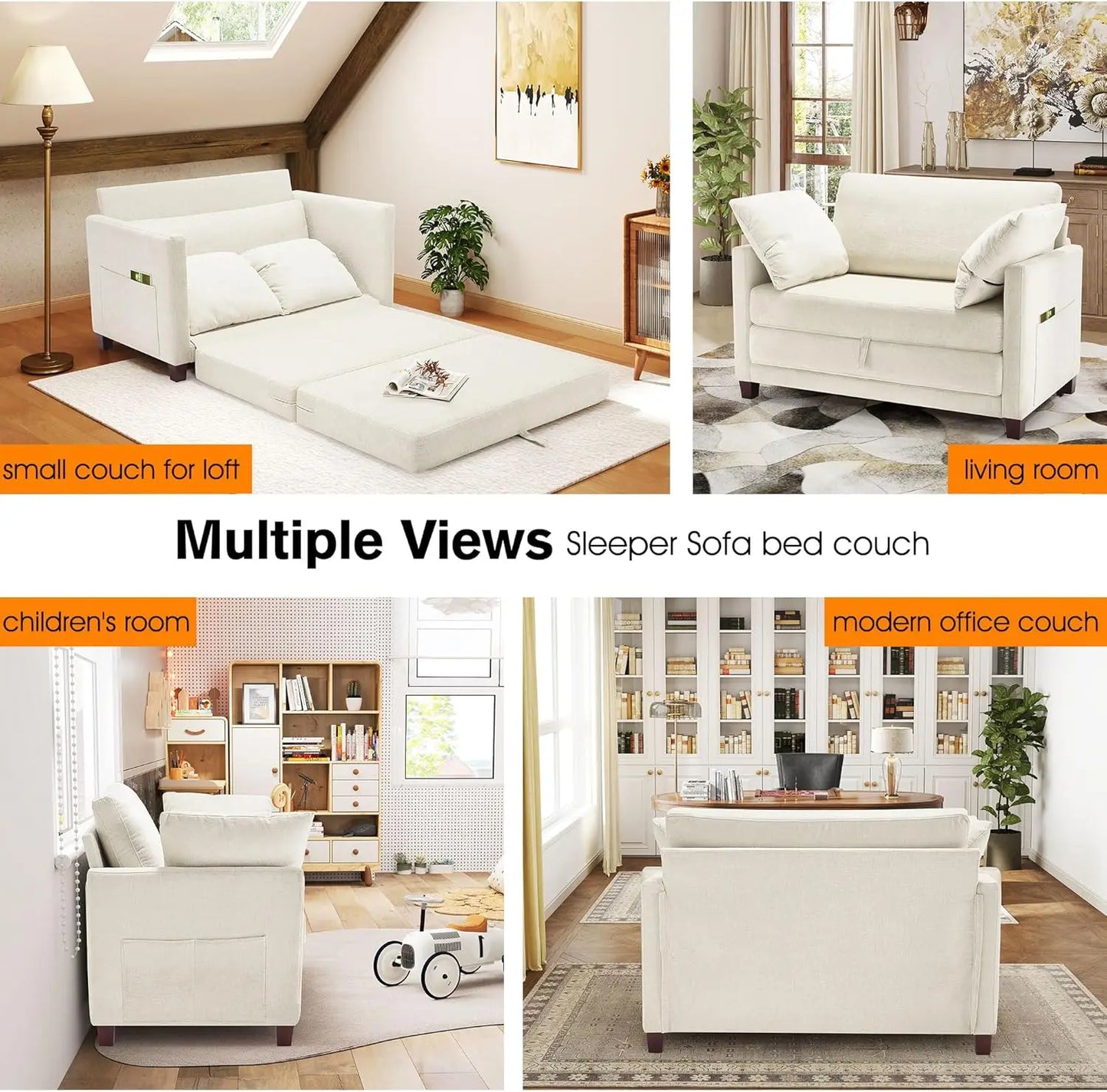 Convertible Loveseat Sofa Bed With Storage For Small Spaces