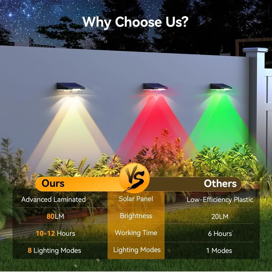 XMSJ Solar Fence Lights Outdoor 12 Pack Dusk to Dawn