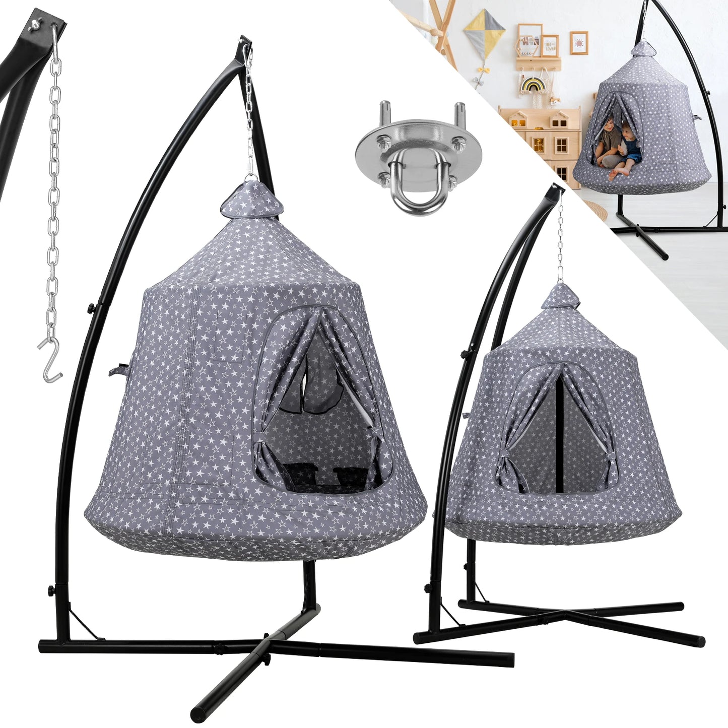 Homfa Hammock Chair Stand and Swing Chair With Led Lights