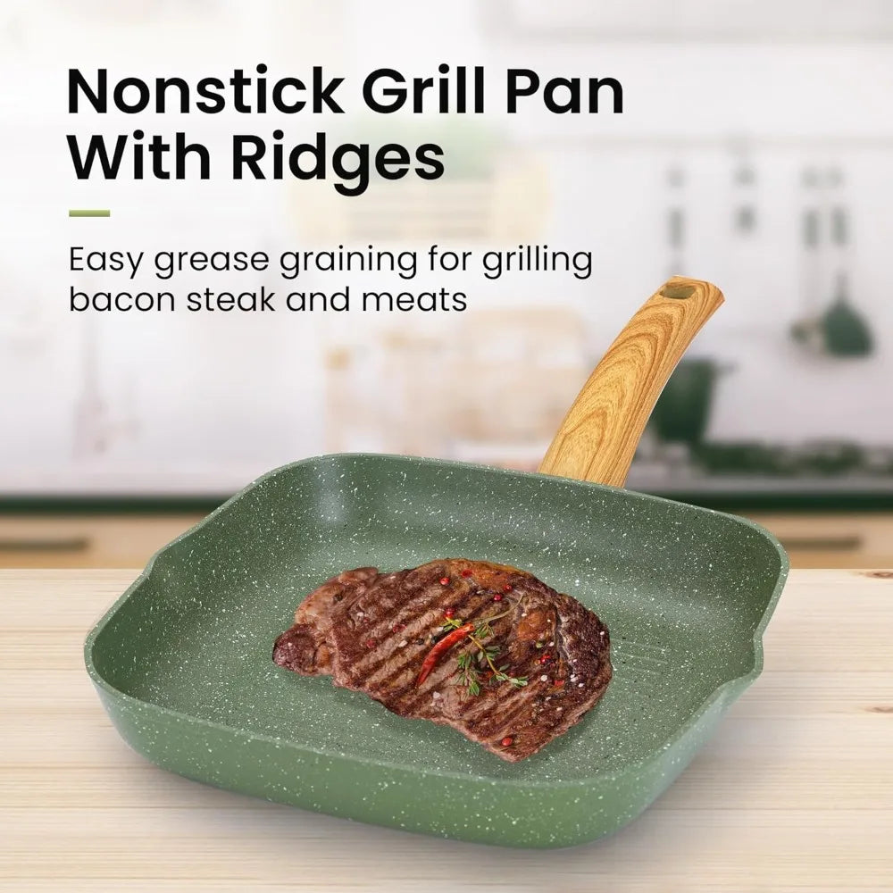 XMSJ Nonstick Granite Cookware Set Induction Compatible