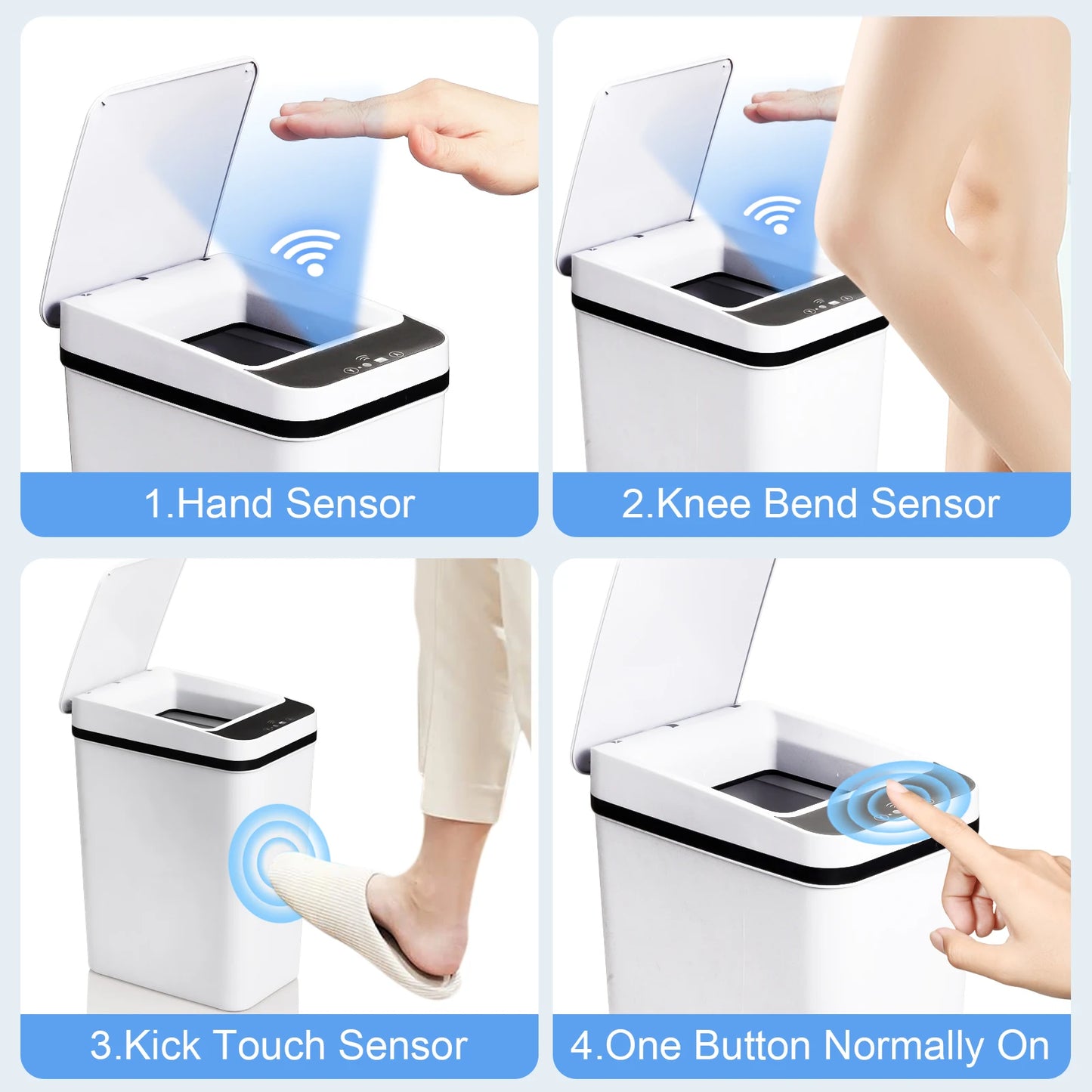 NONECN 2 Pack Touchless Motion Sensor Slim Bathroom Trash Cans