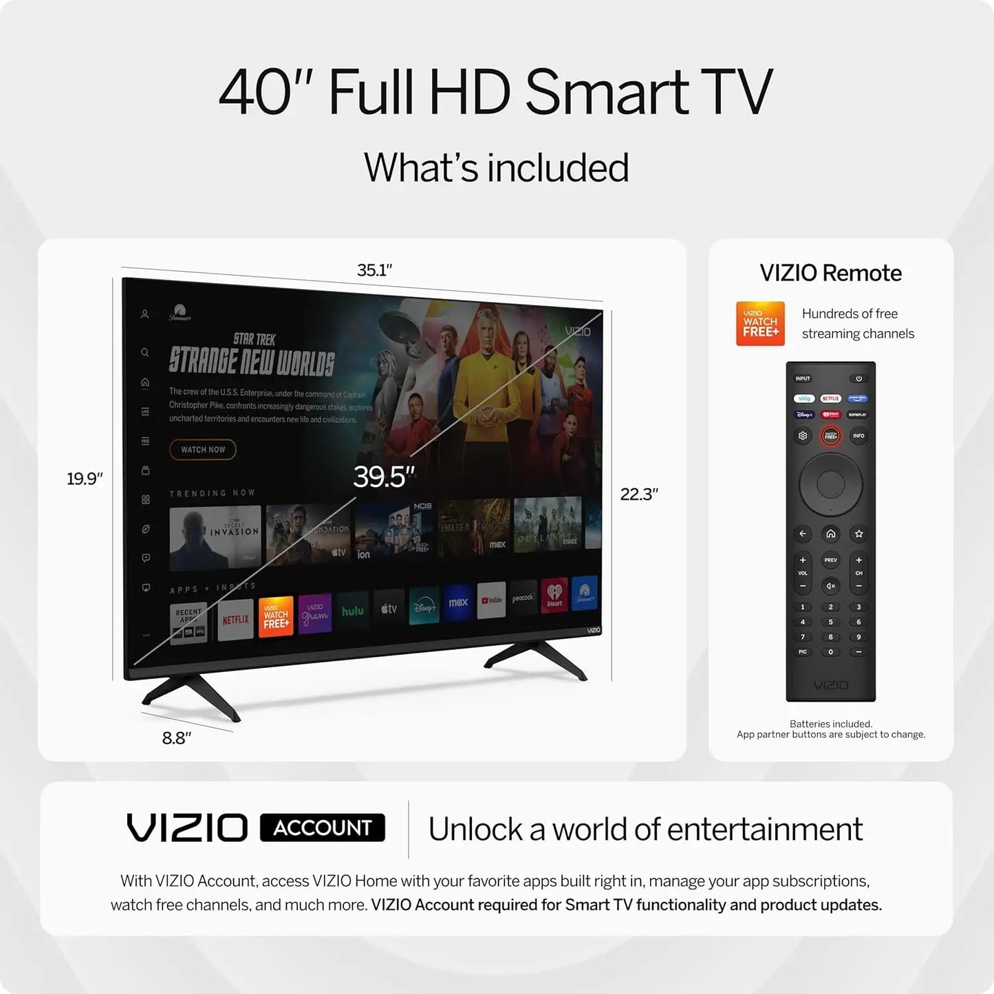 VIZIO Full HD Smart TV With Alexa Google Cast Bluetooth