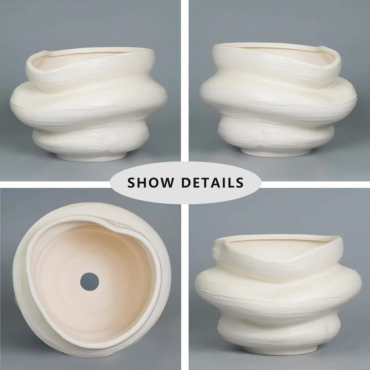Ceramic Plant Pot With Drainage Hole for Indoor Outdoor