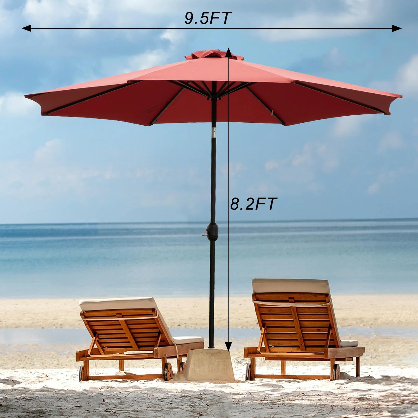 JHK Solar Patio Umbrella With 32 LED Lights And Tilt