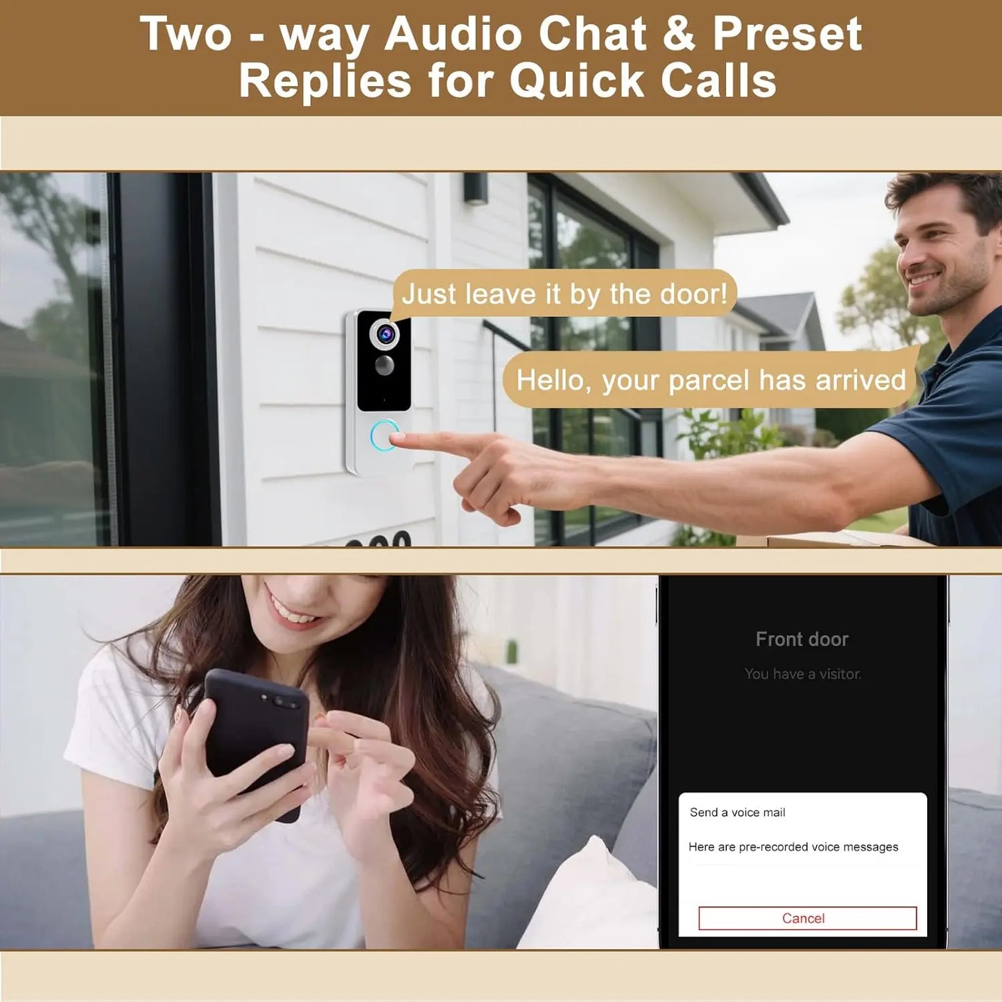 2K Wireless Doorbell Camera With Two-Way Talk And Motion Detection