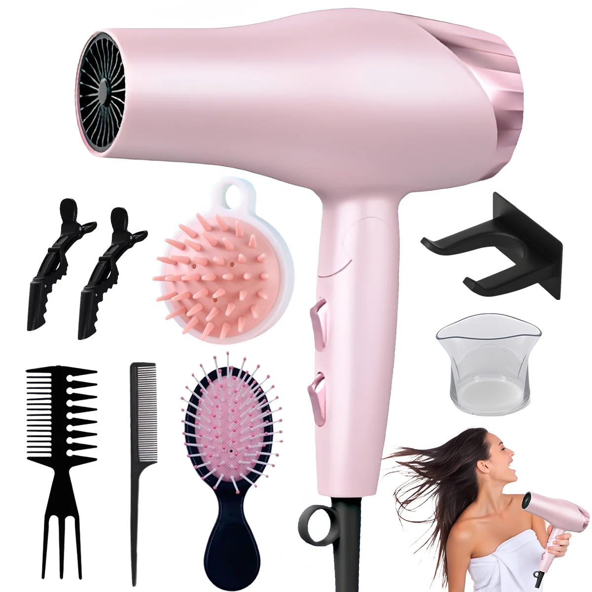 B BEICHEN Foldable Hair Dryer With Diffuser And 2 Speeds