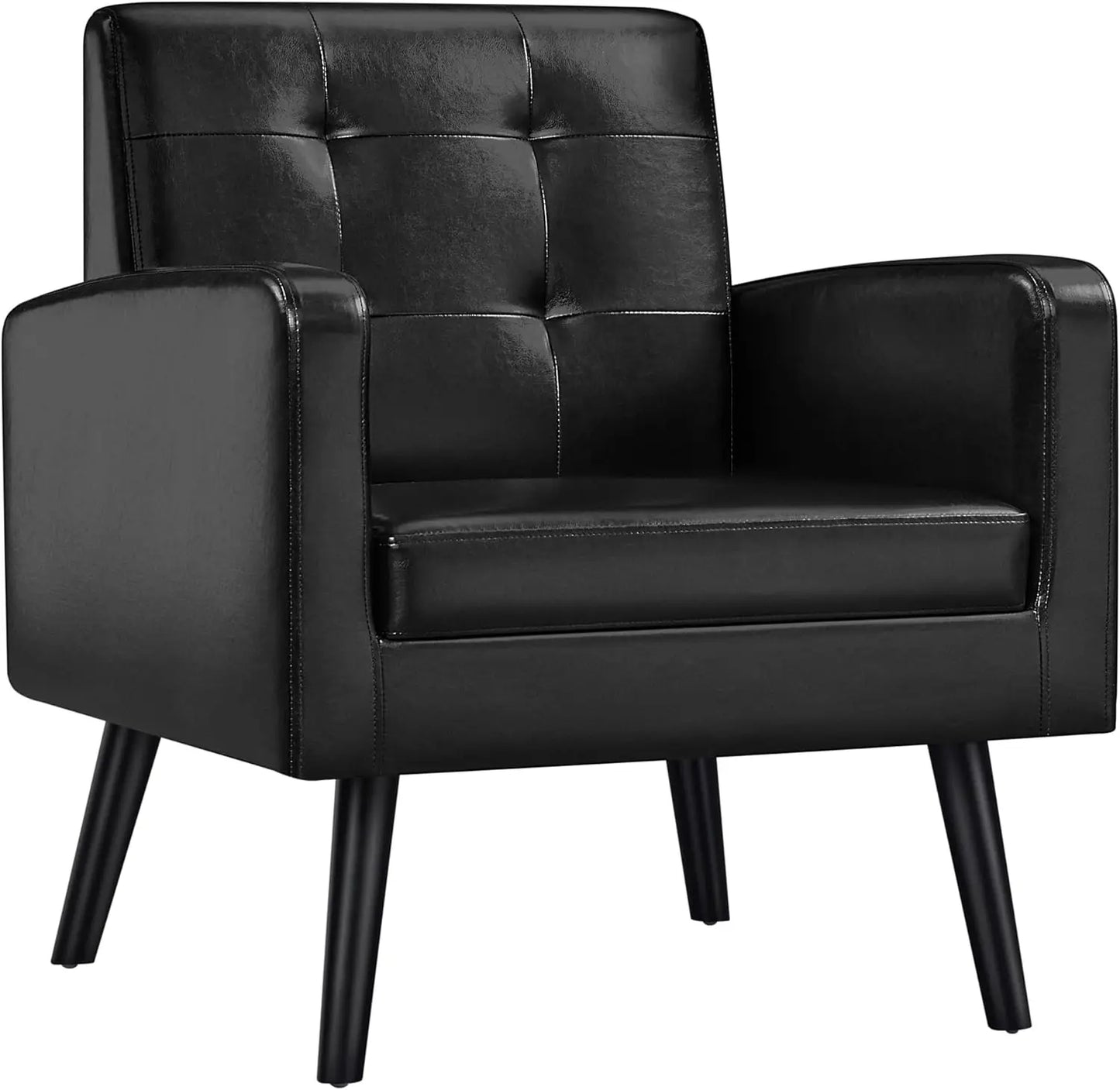 Mid-Century Modern Upholstered Living Room Accent Chair Button Tufted Back