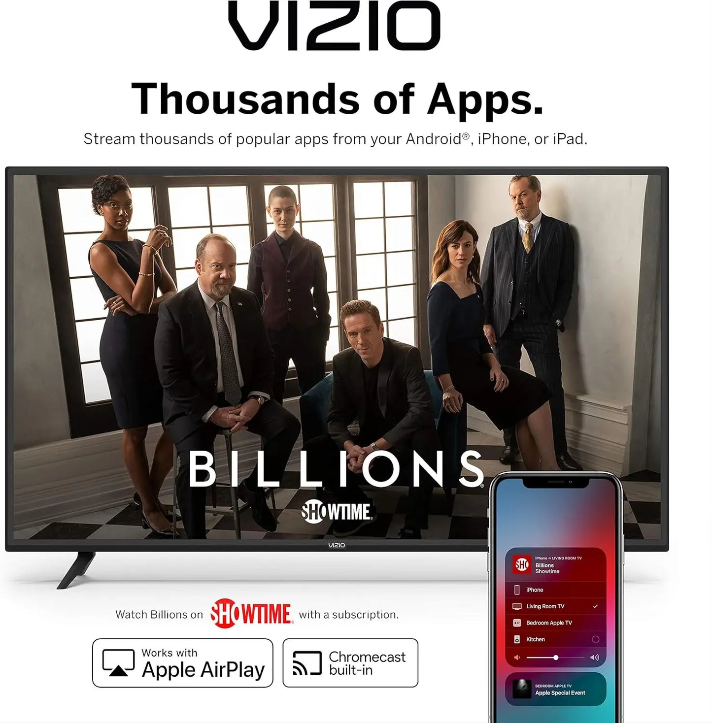 Smart TV With AirPlay And Chromecast, 4K UHD HDR LED