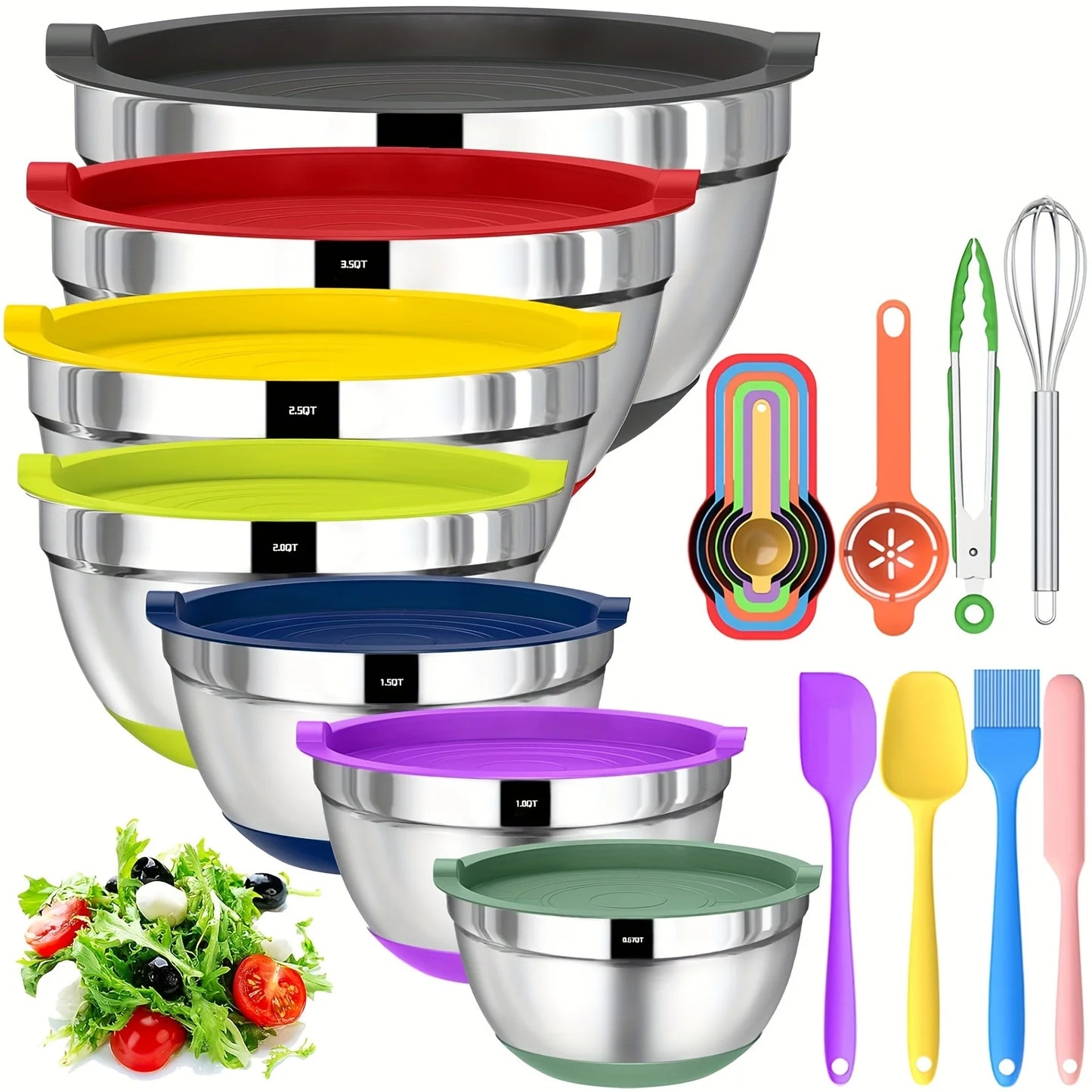 20 Piece Stainless Steel Mixing Bowls With Airtight Lids