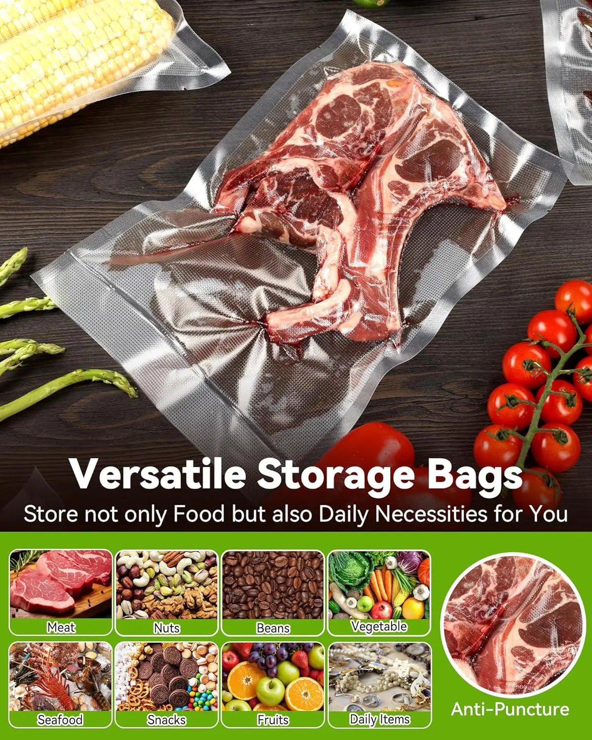 Food Vacuum Sealer Bags 300-Count BPA-Free Sous Vide Compatible