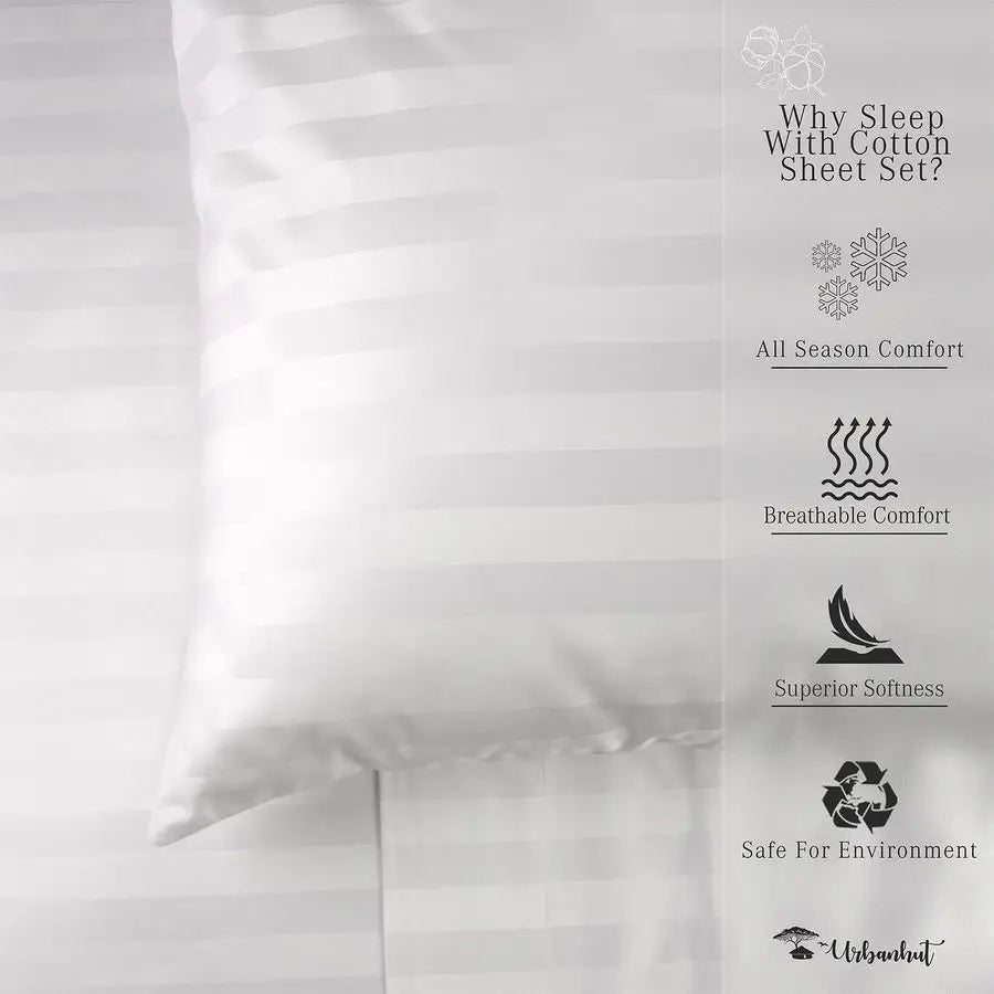 Damask Sheet Set With Striped Pattern 100 Cotton Luxury