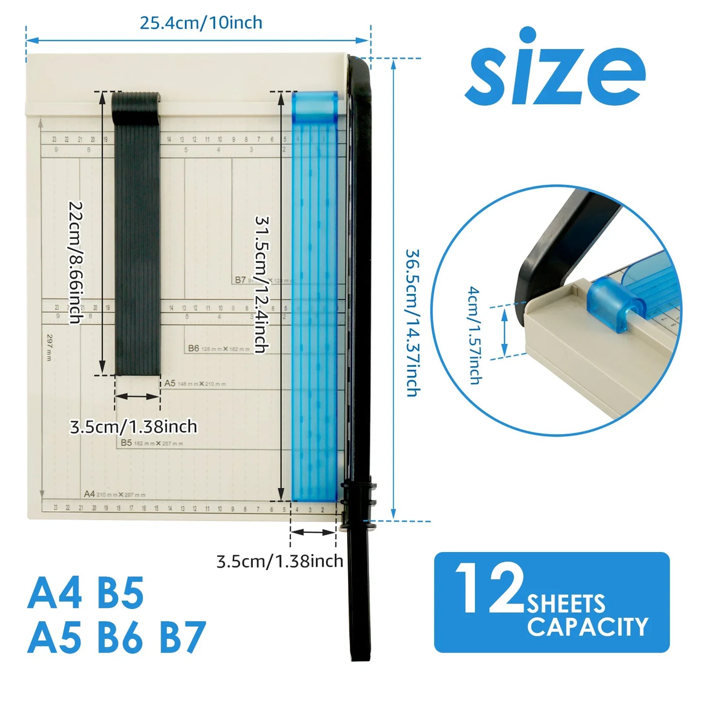 Multi-Function A4 to B7 Paper Cutter Knife for Office Use