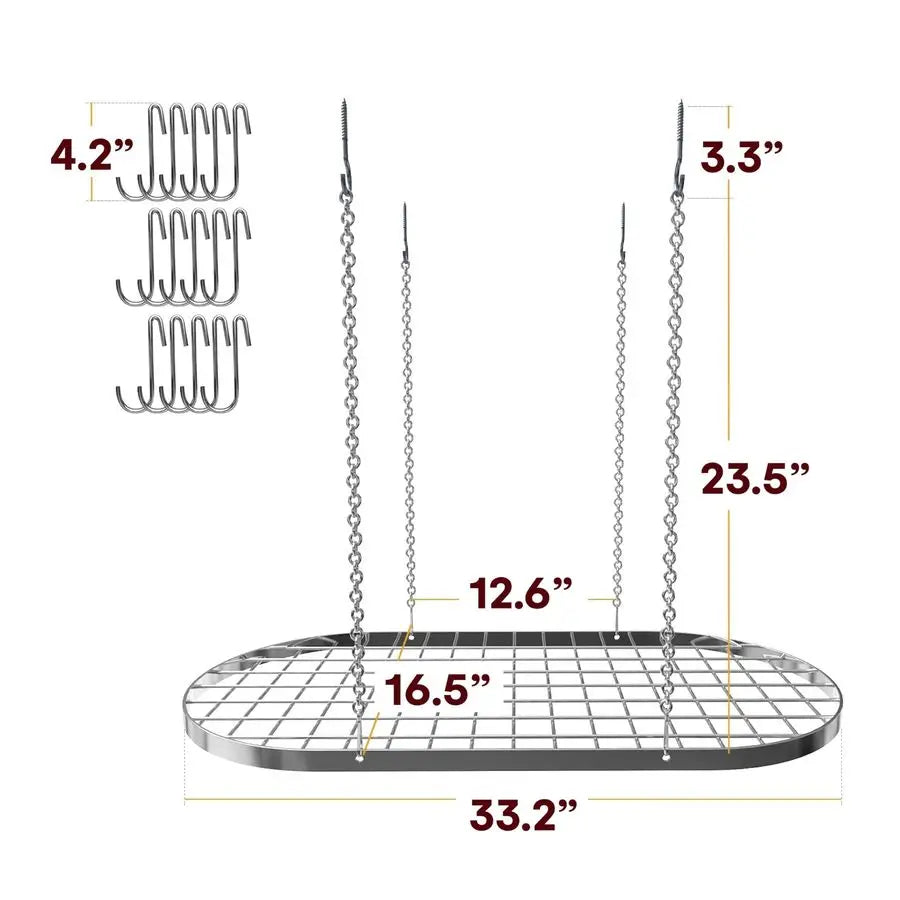 Hanging Pot Rack Ceiling Mount With 15 Hooks Kitchen Organizer