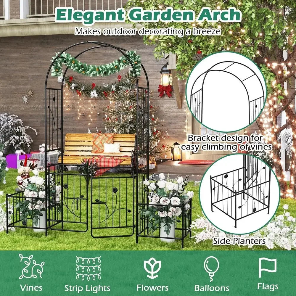 Metal Garden Arbor With Planter Wedding Archway For Outdoor Decor