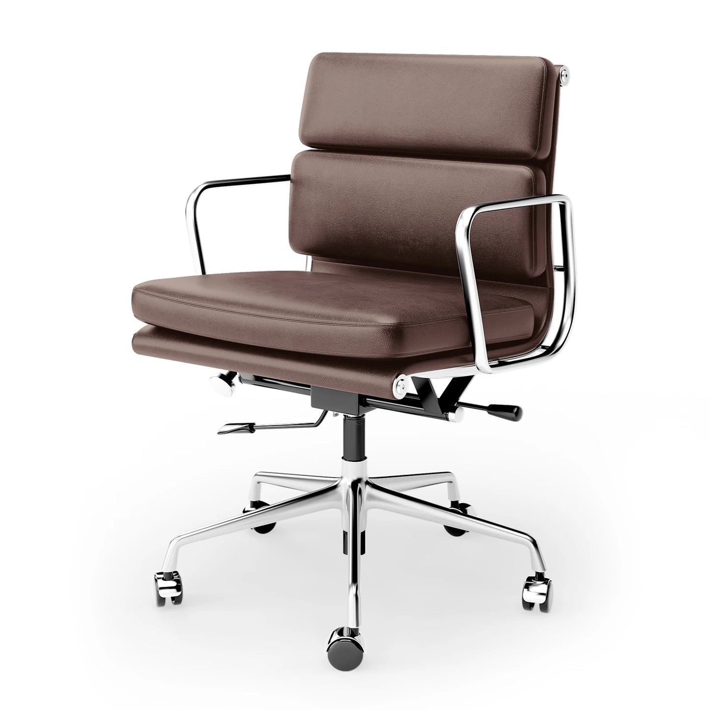 Furgle Mid Back Genuine Leather Ergonomic Office Chair With Lumbar Support