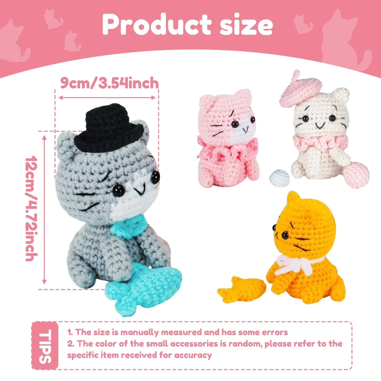 Beginner Cat Crochet Kit With Accessories And Tutorial Included