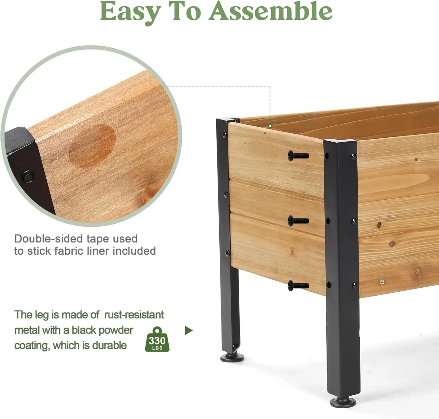 Rectangular Wooden Raised Garden Bed Planter Box For Outdoor Spaces