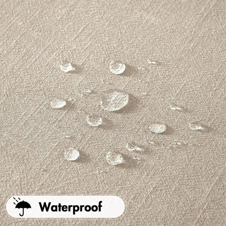Natural Linen Cotton Blend Tablecloth Waterproof Stain-Resistant Farmhouse