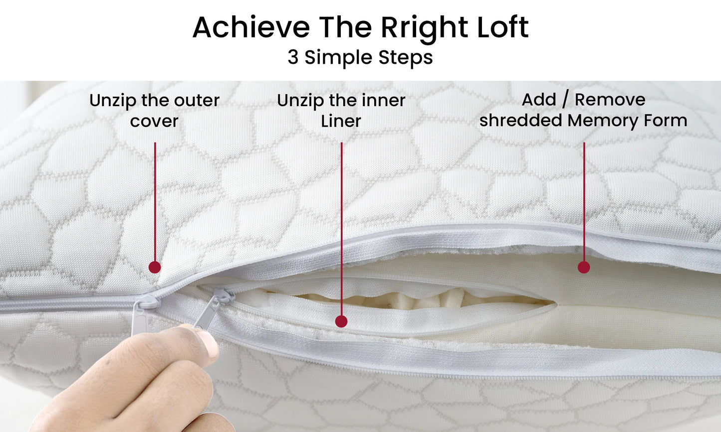 Lux Decor Shredded Memory Foam Pillows 2 Pack Adjustable Loft