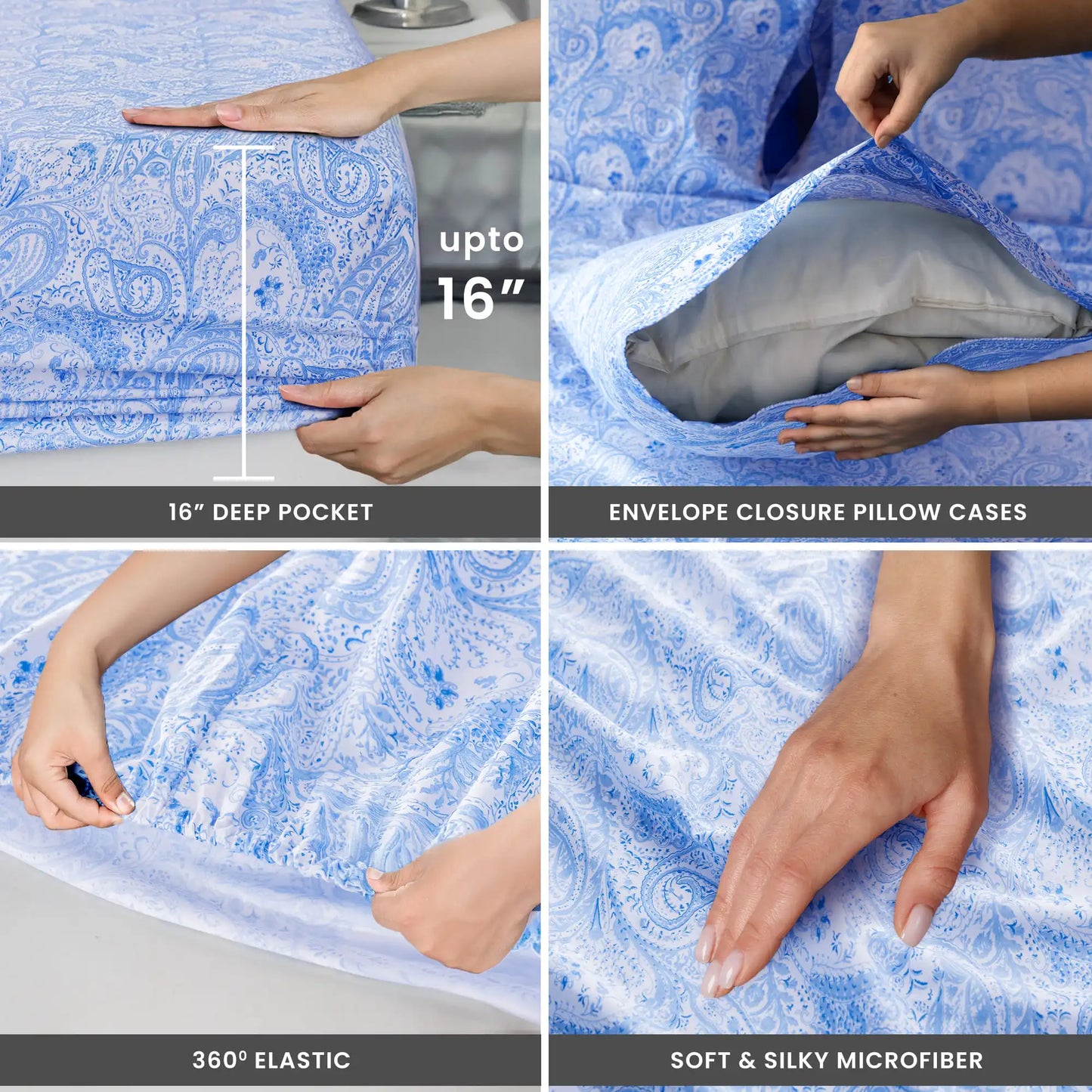 Lux Decor Paisley Microfiber Bed Sheet Set
