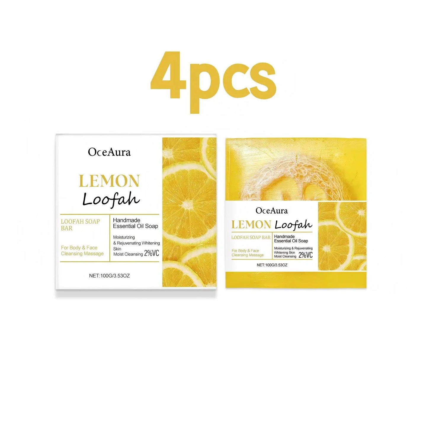 OceAura Lemon Loofah Bath Soap Brightening Exfoliating Body Wash