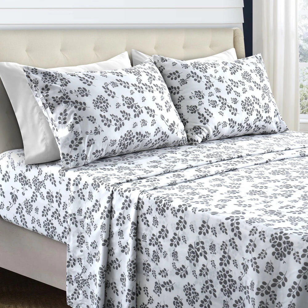 Floral Microfiber Sheet Set 3 Piece Ultra Soft Bed Sheets