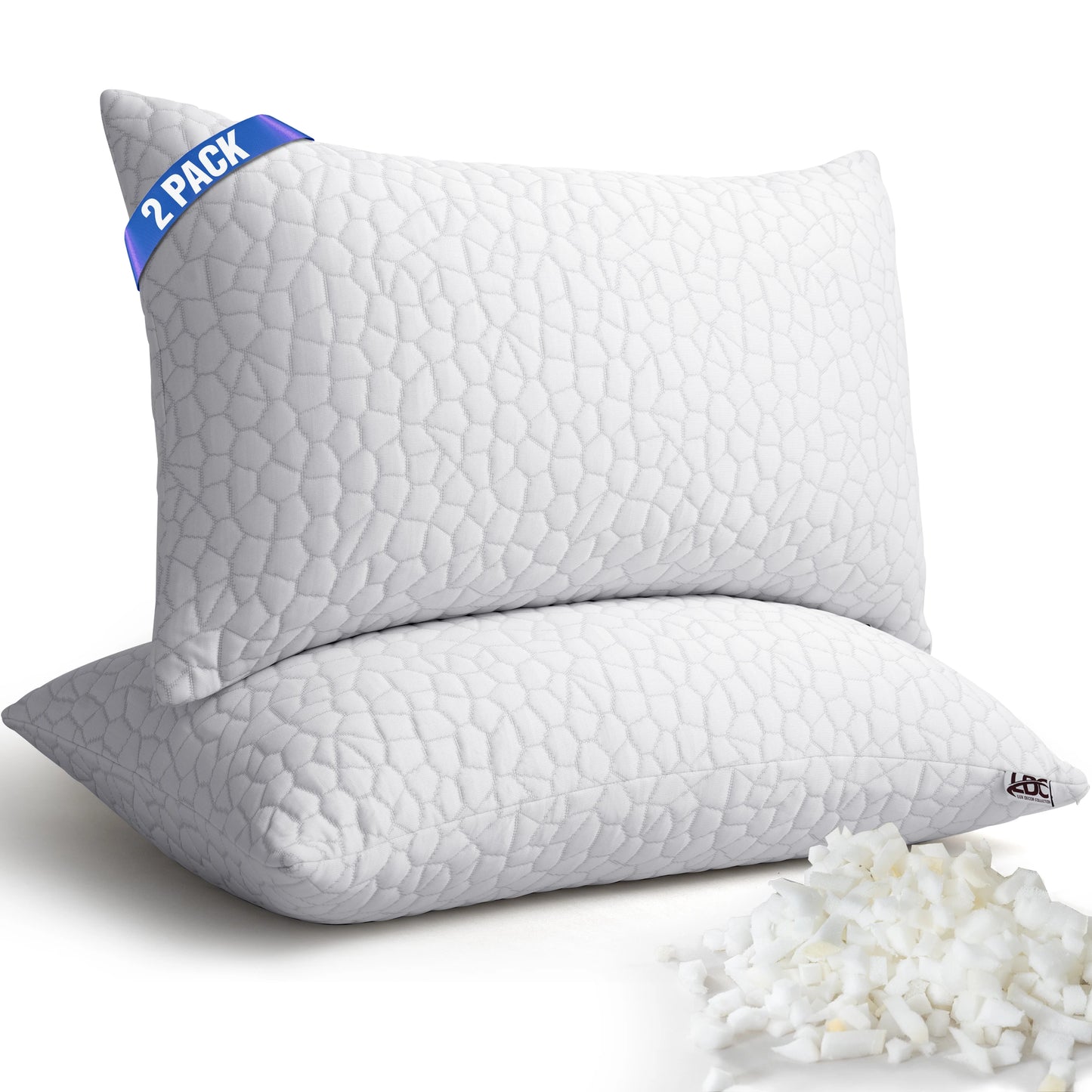 Lux Decor Shredded Memory Foam Pillows 2 Pack Adjustable Loft
