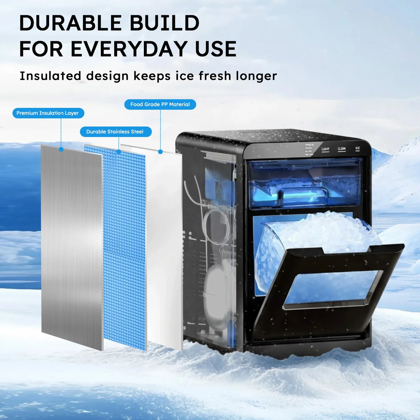 SHICUO Nugget Ice Maker 44 Lbs Per Day Self Cleaning