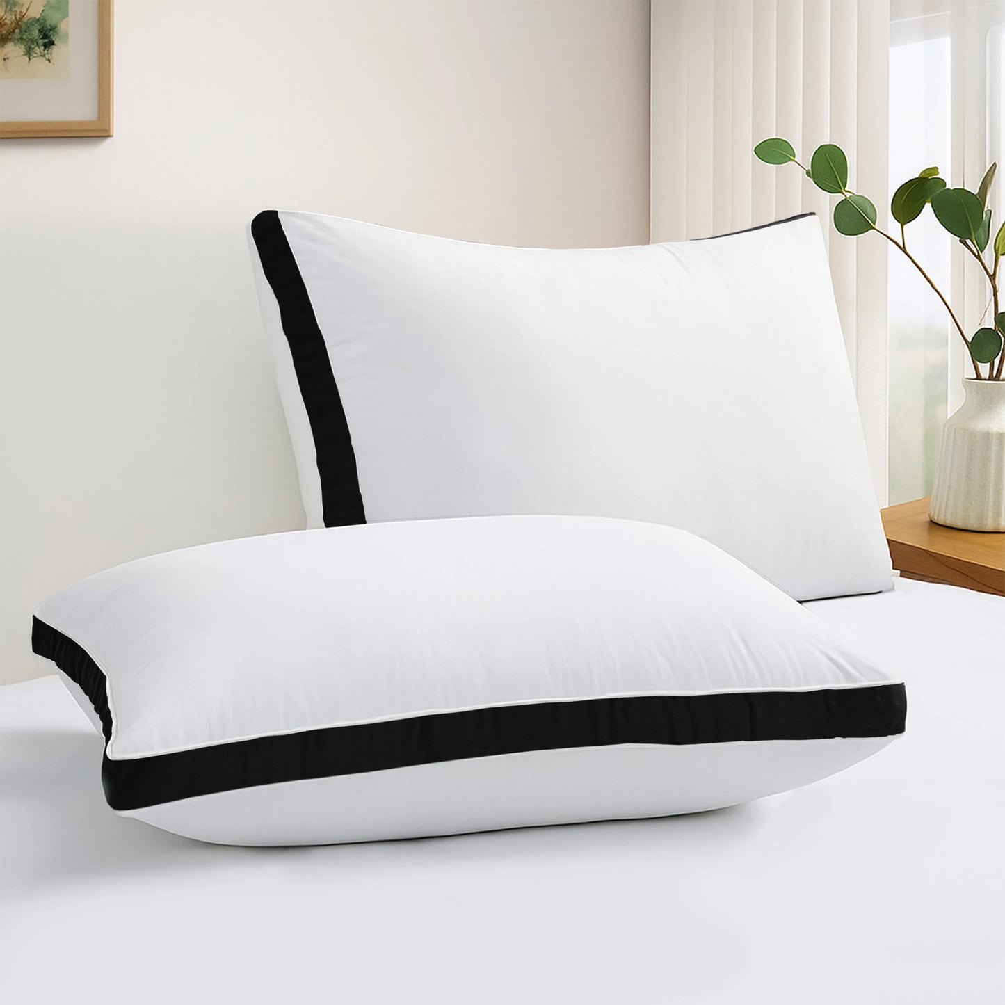 Gusseted Down Alternative Bed Pillows Set of 2 for Support