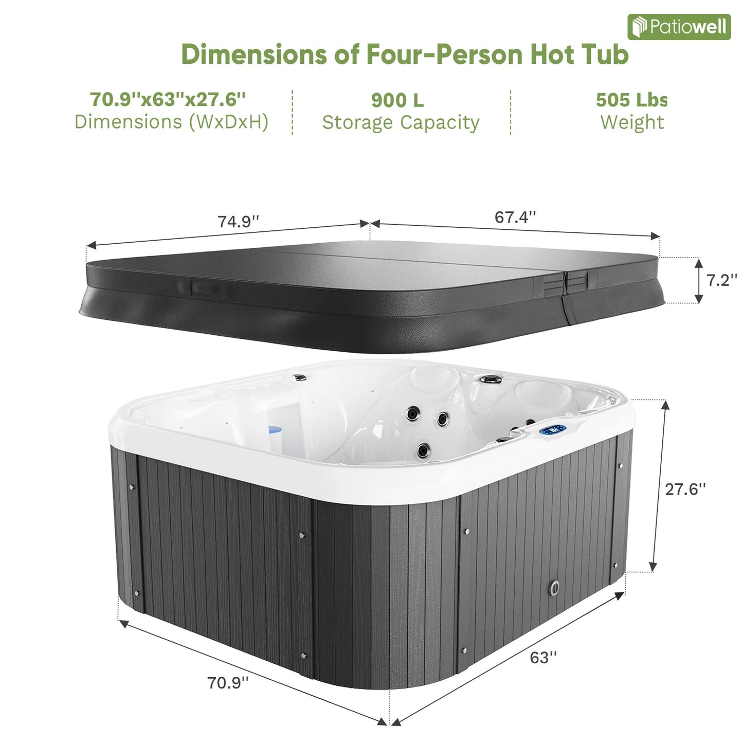 Victone 25 Jet Outdoor Hot Tub With Intelligent Water Purification