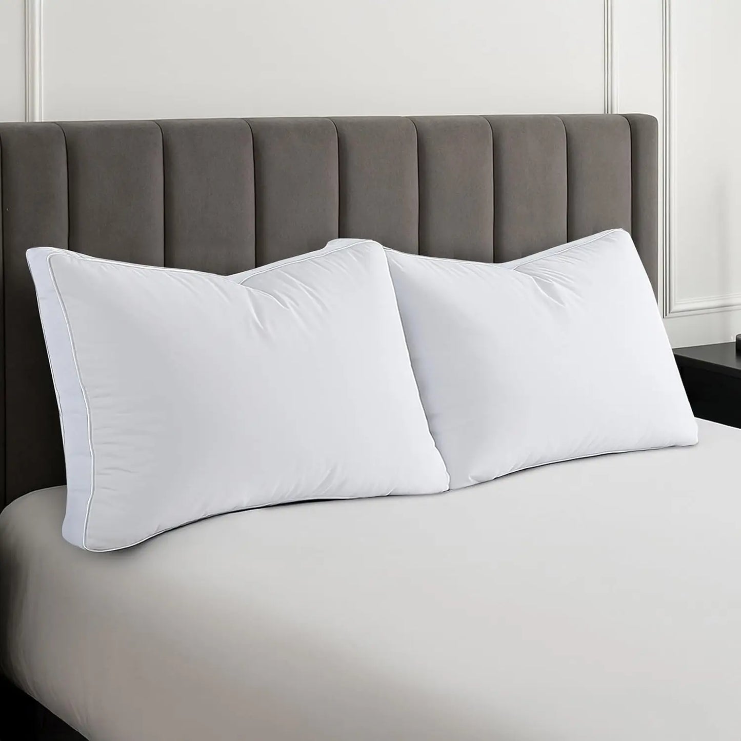 Gusseted Down Alternative Bed Pillows Set of 2 for Support