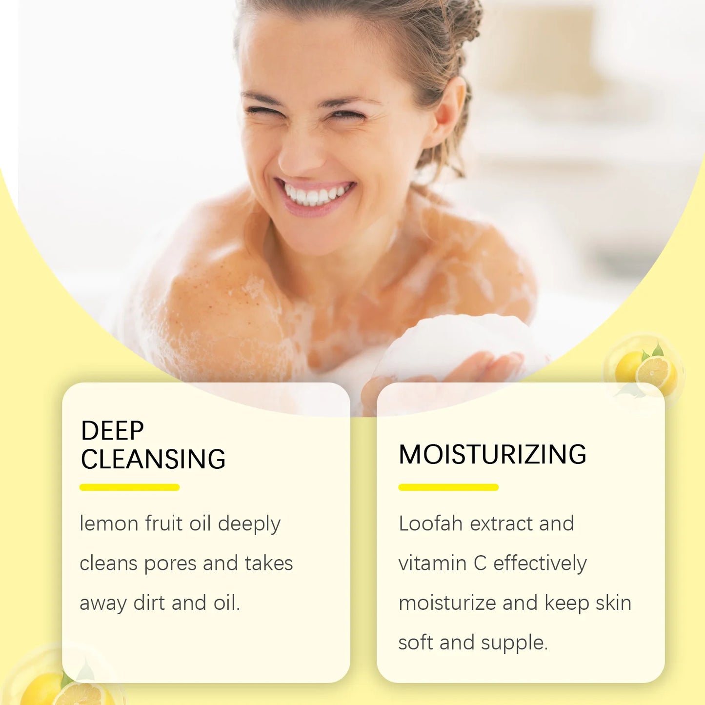 OceAura Lemon Loofah Bath Soap Brightening Exfoliating Body Wash