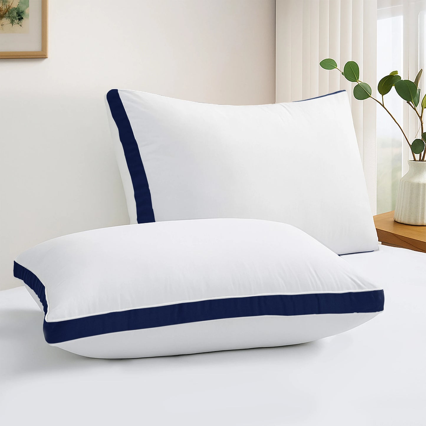 Gusseted Down Alternative Bed Pillows Set of 2 for Support