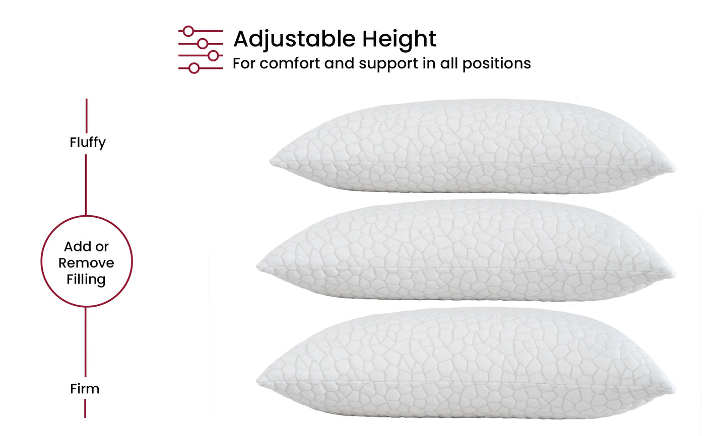 Lux Decor Shredded Memory Foam Pillows 2 Pack Adjustable Loft
