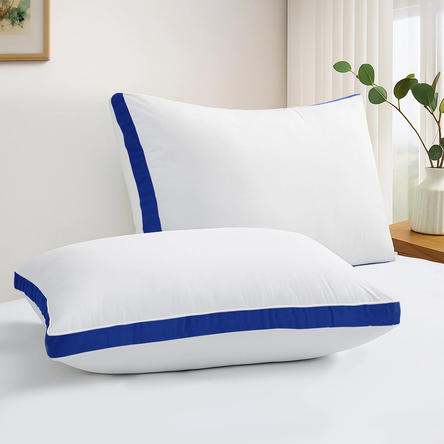 Gusseted Down Alternative Bed Pillows Set of 2 for Support