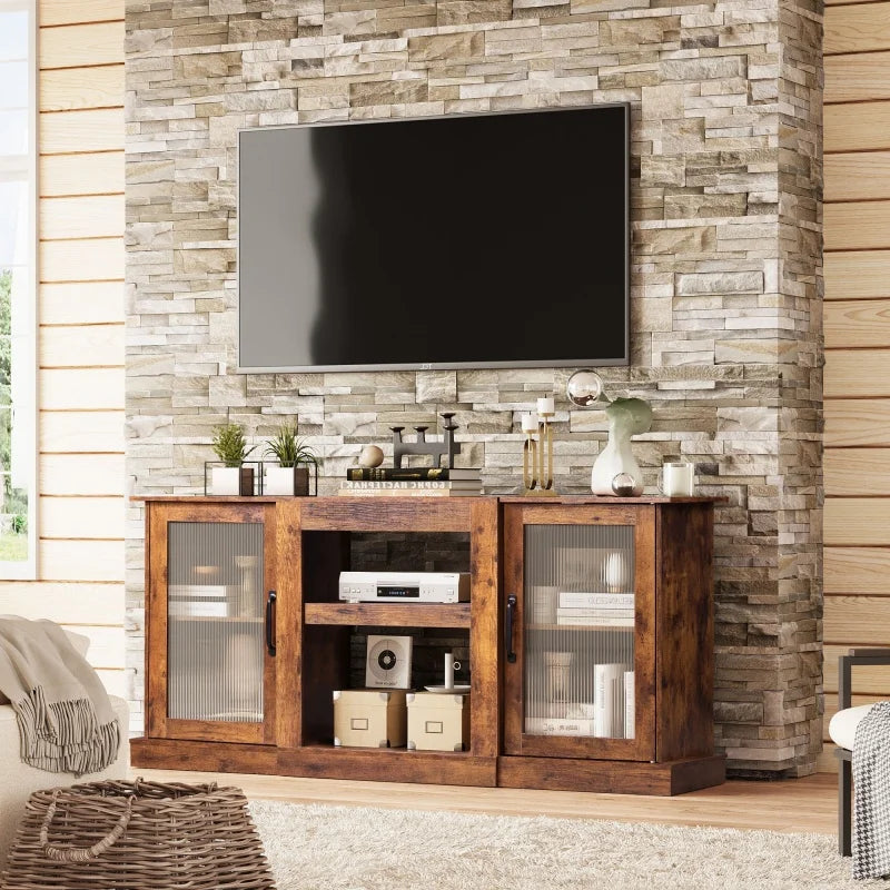 GALAXHERO TV Stand Modern Entertainment Center With Open Shelves
