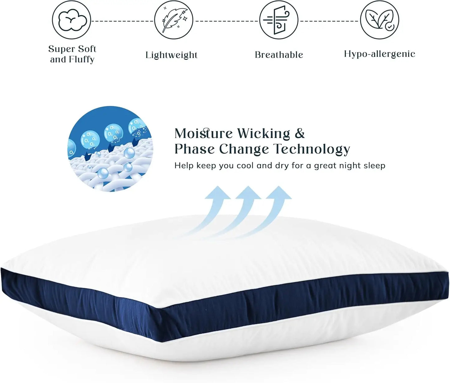 Gusseted Down Alternative Bed Pillows Set of 2 for Support