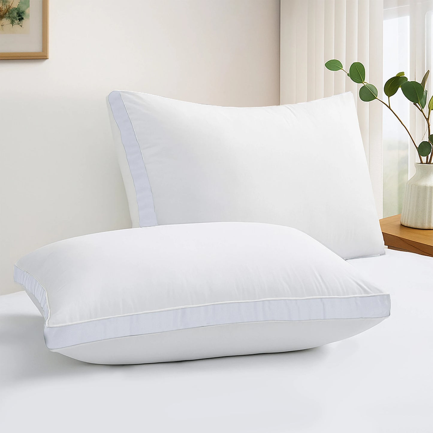 Gusseted Down Alternative Bed Pillows Set of 2 for Support